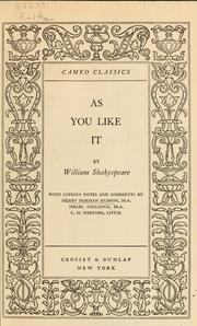 Cover of: As you like it by William Shakespeare