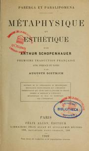 Cover of: Métaphysique et esthétique =: Parerga et paralipomena