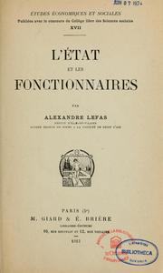 Cover of: L'état et les fonctionnaires