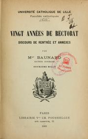 Cover of: Vingt années de rectorat: discours de rentrée et annexes