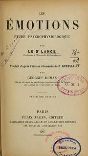 Cover of: Les émotions: étude psychophysiologique