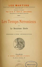 Cover of: Les temps néroniens et le deuxième siècle by Henri Leclercq