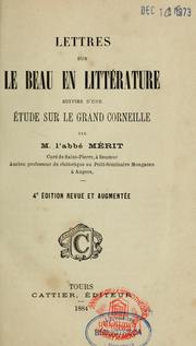 Cover of: Lettres sur le beau en littérature: suivies d'une étude sur le grand Corneille