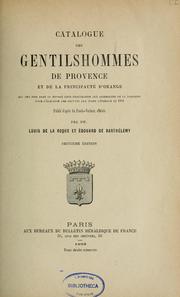 Cover of: Catalogue des gentilshommes de Provence et de la principauté d'Orange--