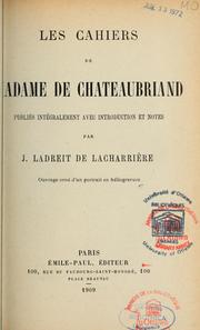 Cover of: Les cahiers de Madame de Chateaubriand