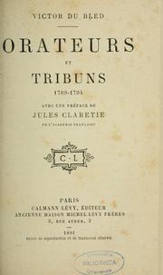 Cover of: Orateurs et tribuns, 1789-1794
