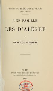 Cover of: Une Famille: les D'Alègre