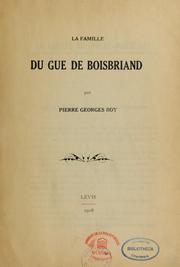 Cover of: La Famille Du Gué de Boisbriand by Pierre-Georges Roy