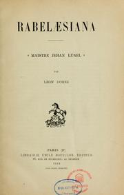 Cover of: Rabelaesiana: "Maistre Jehan Lunel"