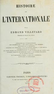 Histoire de l'Internationale by Charles Edmond Villetard de Prunières