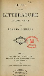 Cover of: Études sur la littérature au XVIIIe siècle