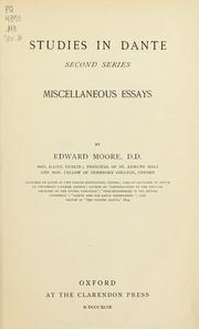 Cover of: Studies in Dante: Second series: Miscellaneous essays