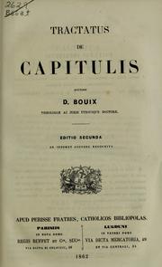 Cover of: Tractatus de capitulis by D. Bouix