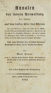 Cover of: Annalen der innern Verwaltung der Länder auf dem linken Ufer des Rheins