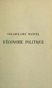 Cover of: Vocabulaire manuel d'economie politique