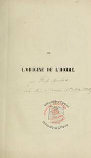 Cover of: L'origine de l'homme by Émile Bouchotte