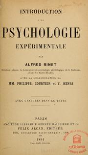 Cover of: Introduction à la psychologie expérimentale by Alfred Binet