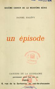 Cover of: Un épisode by Daniel Halévy