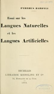 Essai sur les langues naturelles et les langues artificielles by Pyrrhus Bardyli