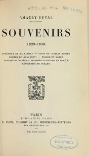 Cover of: Souvenirs (1829-1830) by Amaury-Duval