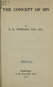 Cover of: The concept of sin by Frederick Robert Tennant