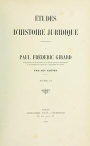 Études d'histoire juridique offertes à Paul Frédéric Girard par ses élèves