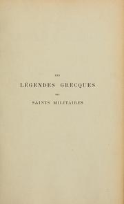 Cover of: Les légendes grecques des saints militaires by Hippolyte Delehaye