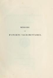 Cover of: Mémoire sur d'anciens sacramentaires