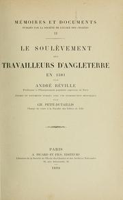 Le soulèvement des travailleurs d'Angeleterre en 1381 by André Réville