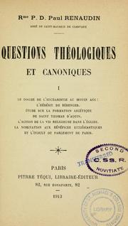 Cover of: Questions théologiques et canoniques by Paul Renaudin
