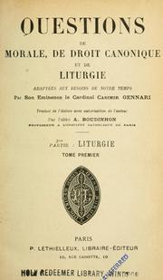 Cover of: Questions de morale, de droit canonique et de liturgie: adaptées aux besoins de notre temps