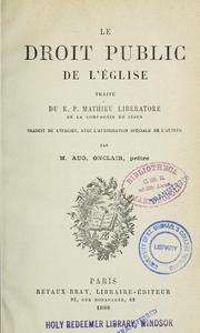 Cover of: Le droit public de l'église by Matteo Liberatore