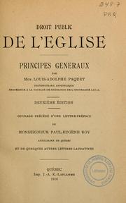 Cover of: Droit public de l'église by Louis-Adolphe Paquet