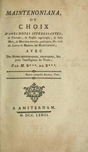 Cover of: Maintenoniana by Madame de Maintenon