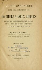 Cover of: Guide canonique pour les Constitutions des Instituts à voeux simples by Albert Battandier