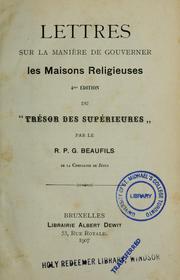 Cover of: Lettres sur la manière de gouverner les maisons religieuses