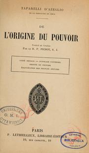 De l'origine du pouvoir by Luigi Tapparelli d'Azeglio