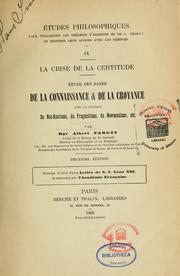 Cover of: Etude des bases de la connaissance et de la croyance by Albert Farges