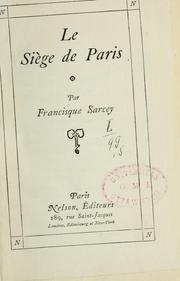 Cover of: Siège de Paris by Francisque Sarcey