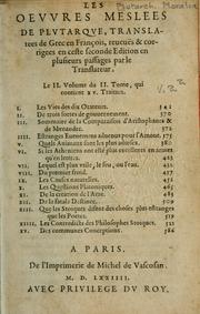 Cover of: Les Oeuvres morales et meslees