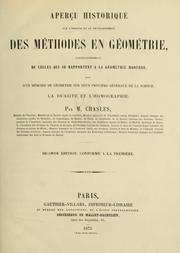 Cover of: Aperçu historique sur l'origine et le développement des méthodes en géométrie by Michel Chasles