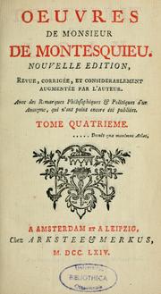 Cover of: Oeuvres de monsieur de Montesquieu