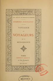 Cover of: Voyages et voyageurs de la renaissance by Edmond Bonnaffé