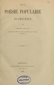 Cover of: De la poésie populaire en Provence