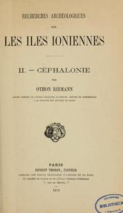 Recherches archéologiques sur les îles Ioniennes ... by Othon Riemann