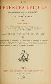 Cover of: Les légendes épiques by Joseph Bédier