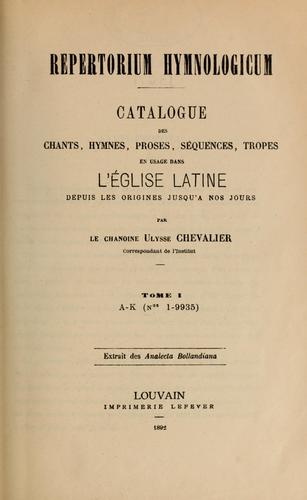 Repertorium hymnologicum by Ulysse Chevalier