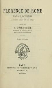 Cover of: Florence de Rome by Axel Wallensköld