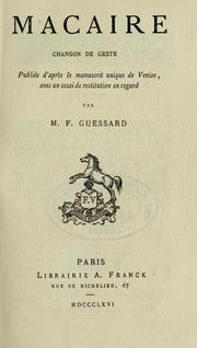 Cover of: Macaire by François Guessard