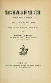 Cover of: Mimes français du XIIIe siècle by Edmond Faral